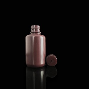 Ampolles de reactius de plàstic HDPE/PP de 125 ml, boca estreta, naturalesa/blanc/marró