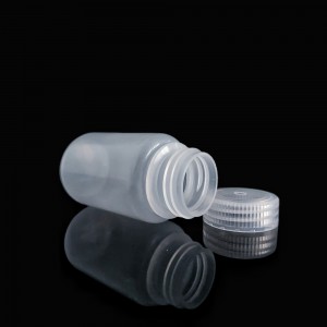 HDPE/PP шишаҳои реагенти пластикии даҳони васеъ 125 мл, табиат/сафед/қаҳваранг