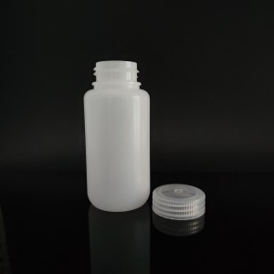 Flacons de réactif en plastique HDPE/PP à large ouverture de 250 ml, nature/blanc/marron