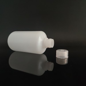 HDPE/PP 250 ml plastmasas reaģentu pudeles, šaura mute, dabisks/balts/brūns