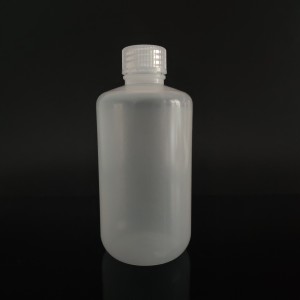 250 ml plastikreaktiivi pudelid, PP, kitsas suu, läbipaistev / pruun