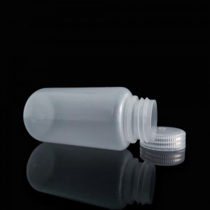 Flacons de réactif en plastique HDPE/PP à large ouverture de 250 ml, nature/blanc/marron