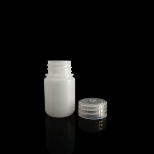 Frascos de reagentes plásticos de boca larga HDPE/PP de 30 ml, natureza/branco/marrom