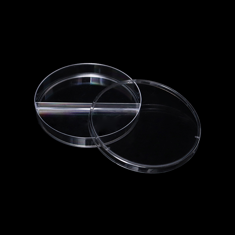 ចាន Petri ផ្លាស្ទិច, ជុំ, 90mm, 2 បន្ទប់
