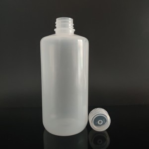 Ampolles de reactius de plàstic de 500 ml, PP, boca estreta, transparent / marró