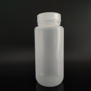 Botol reagen plastik 250ml, PP, cangkeme amba, transparan / coklat