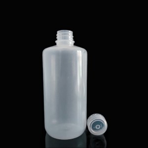 Sticle de reactiv HDPE/PP cu gură îngustă de 500 ml, natură/alb/maro
