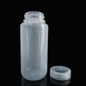 HDPE/PP platas mutes 500 ml plastmasas reaģentu pudeles, dabīgas/baltas/brūnas