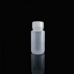 HDPE / PP Giň agzy 60ml Plastiki reagent çüýşeler, tebigat / ak / goňur
