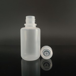 Sticle de reactiv din plastic de 60 ml, PP, gură îngustă, transparent/maro