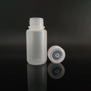 Botellas de reactivos de plástico de 60 ml, PP, boca ancha, transparente/marrón