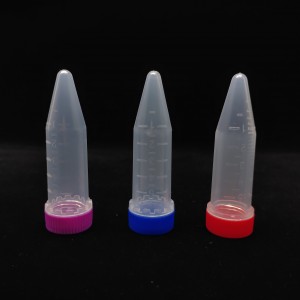 5 мл пластик бұрандалы қақпақ центрифугалық түтік, конустық түбі, полипропилен, эпендорф түтігі
