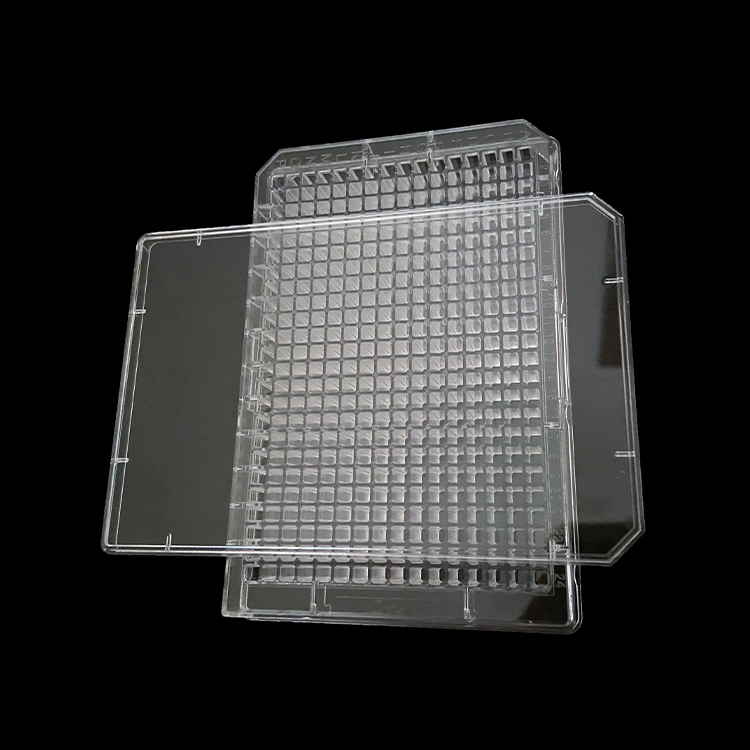 plaque de culture cellulaire, 384 puits, transparente/blanche/noire