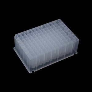 Обновлив дизајн за лабораториска употреба Тркалезна плоча со длабок бунар во форма U Пластична плоча со 96 бунари