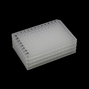 Pllaka PCR me profil të rregullt 96 pusi OEM të personalizuar në Kinë me gjysmë skaj të bardhë 0,2 ml