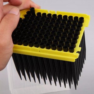 Pontas de pipeta condutoras micro pretas de plástico transparente 200ul