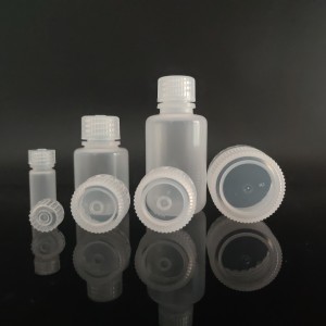 HDPE/PP 4 ml-1000 ml plastmasas reaģentu pudeles, dabīgas/baltas/brūnas, šauras/plašas mutes