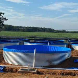 Depósito de auga redondo de aceiro para piscicultura