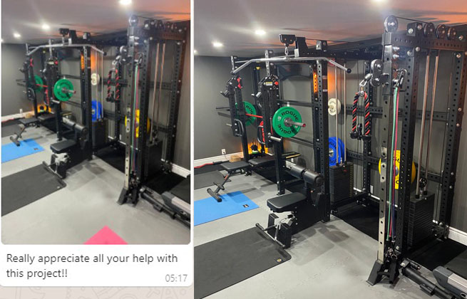 One of very gentleman polite Canada customer customized rack for home gym