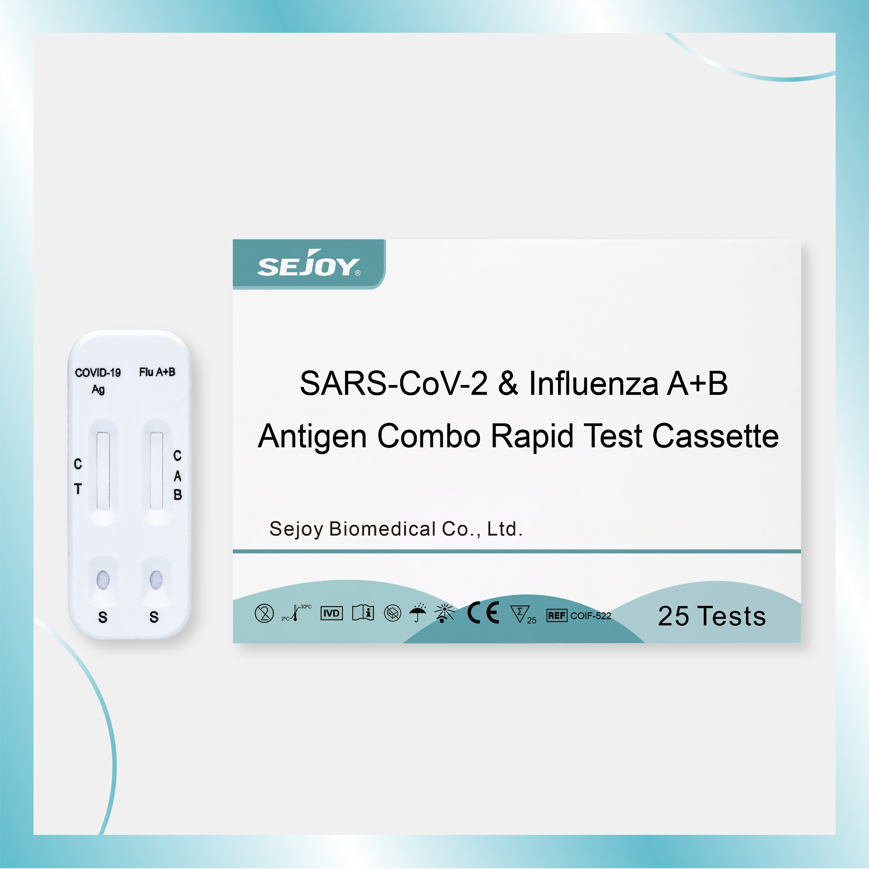 Cassette de test rapide combinée antigène A+B du SRAS-CoV-2 et de la grippe
