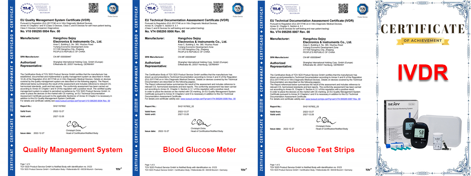 Sejoy Blood glucose meter obtained IVDR certificate