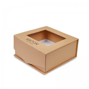 सानुकूलित लोगो बुक स्टाईल पॅकेजिंग बॉक्स चुंबकीय झाकण बॉक्स क्लियर विंडोसह