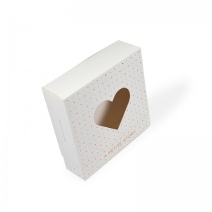 קופסת נייר אמנותית ייחודית עם חלון לב קופסת נייר מתנה קוסמטית עם לוגו מותאם אישית