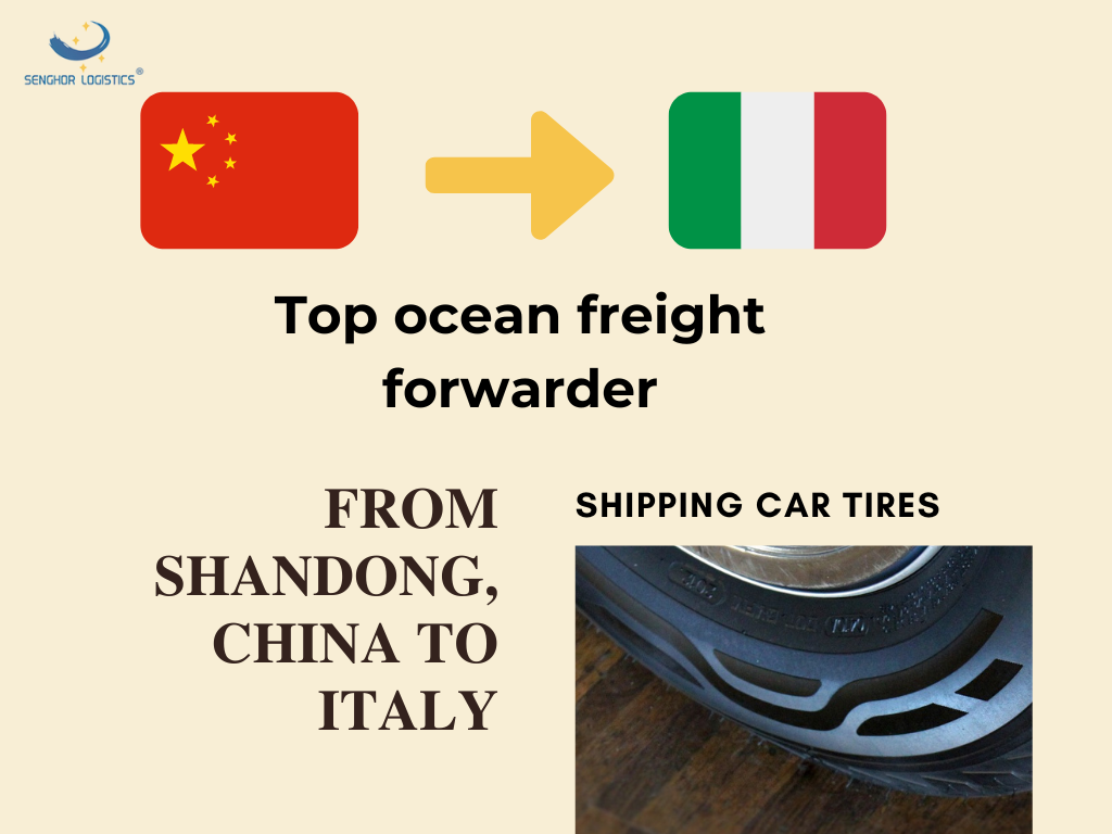 El principal transportista marítimo que realiza envíos desde Shandong, China a Italia, Europa, para neumáticos de automóvil por parte de Senghor Logistics