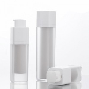 Flacon airless en plastique givré blanc avec pompe