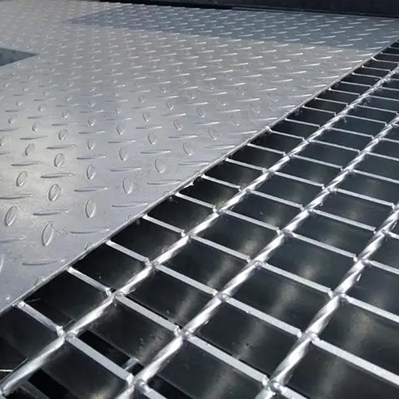 Drain Cover Galvanized Steel Grating Nrog Checkered Phaj Featured duab