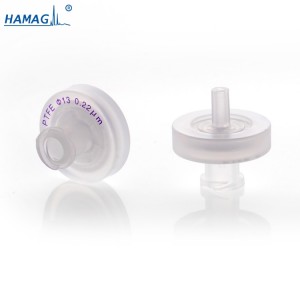 HAMAG 13mm хидрофобни 0.22um PTFE мембранни филтри за спринцовка за еднократна употреба