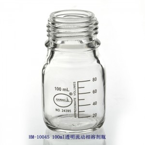 HAMAG 100mL Botol reagen kaca atas skru jelas dengan skala