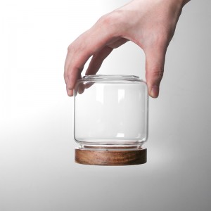 Glass storage jar with bamboo lid