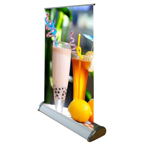 High quality aluminium retractable roll up banner stand with plastic cover