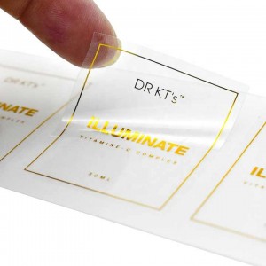ماء الفينيل PVC مخصص الذهب احباط شفاف طباعة ملصق شعار مستدير التسمية