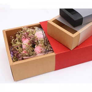 kraft paper box drawer box universal transparent frosted tea package gift box With PVC window