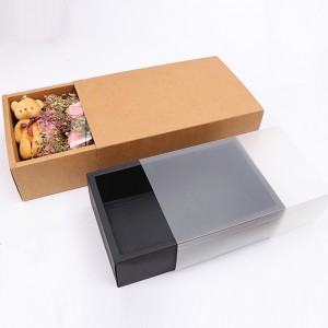 kraft paper box drawer box universal transparent frosted tea package gift box With PVC window