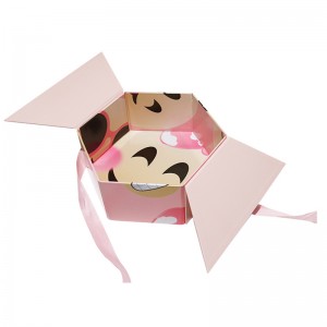 Folding gift box Uban sa ribbon cosmetic gift box holiday gift box Foldable octagonal gift box