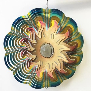 Luxury Colorful Wind Spinner With Crystal Ball Garden Accessories Hanging Wind Spinner