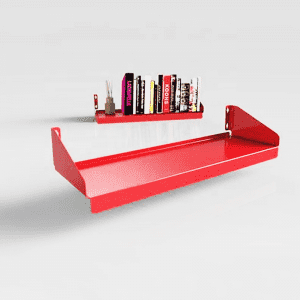 Floating metal bookshelf