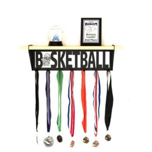 Sport trophy shelf with medal hanger Medal display rack Trophy rack for basketball medals