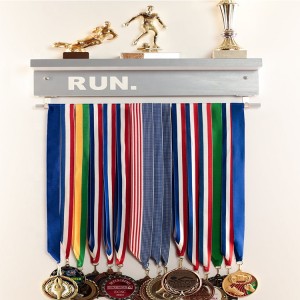 Trophy rack and medal display Wood medal hanger with shelf Wall trophy display rack for winner trophy shelf