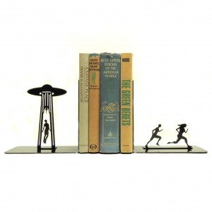 High Quality Book Holder Table Decoration UFO Abduction Bookends Book Holder Customized Metal Bookends