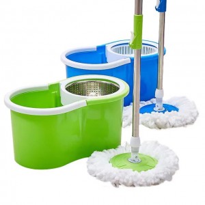 2023 အရောင်းရဆုံး အိမ်သုံး Spin Mops ဖြင့် ထုတ်လုပ်ထားသော Magic 360 Degree Lazy Mop with Stainless Steel Bucket Cleaning Floor Mop Bucket bucket