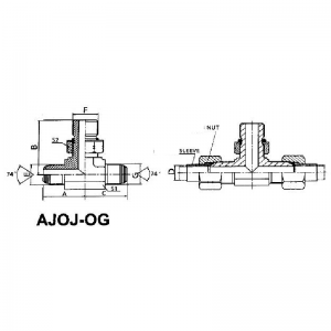 Jic Male 74° Cone / Sae O-ring Boss L-series Iso 11926-3 Branch Tee
