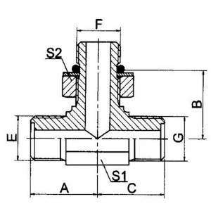 公制外螺纹 O 型圈/公制外螺纹可调节螺柱端 S 系列 Iso 6149-2 分支三通