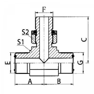 Orfs 外螺纹 O 型圈 / Metirc 外螺纹可调节螺柱端 S 系列 Iso6149-2 运行三通