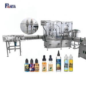 Automatická výrobná linka na plnenie bacuľatých gorilích džúsov / e-kvapalín do fliaš
