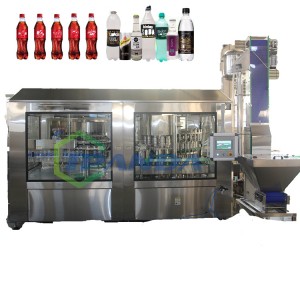 Máquina automática de recheo de bebidas de auga de soda de botellas de vidro de plástico