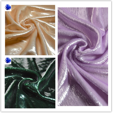 ညနေခင်းဝတ်စုံအတွက် တောက်ပသော polyester Pile down Metallic Velvet ထည်